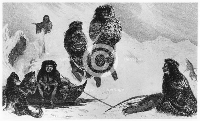 Fuegians going to trade with the Patagonians, 1839. Creator: Unknown.