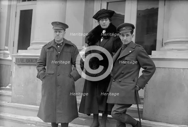 Fuel Administration - U.S. Private Scott, Mrs. Peat And Private Peat, Speakers For Fuel Adm., 1918. Creator: Harris & Ewing.