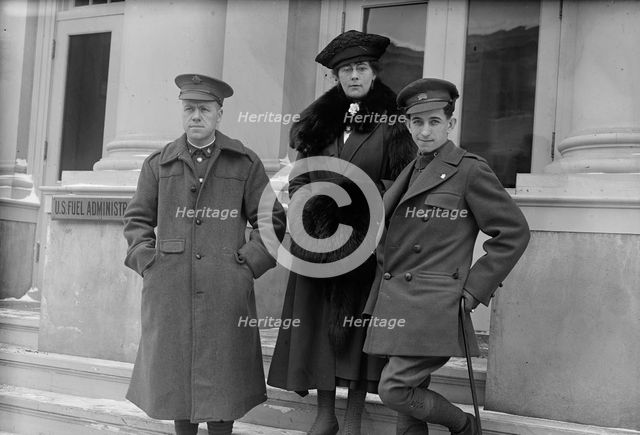 Fuel Administration - U.S. Private Scott, Mrs. Peat And Private Peat, Speakers For Fuel Adm., 1918. Creator: Harris & Ewing.