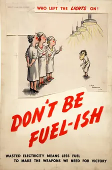 Fuel Economy: The worker who left the lights on - don't be fuel-ish Creators: Central Office of Information, Henry Mayo Bateman