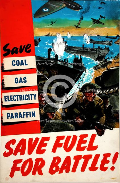 Fuel Saving - 'Save Fuel For Battle', World War II poster, c1939-c1945. Creator: Clive Uptton.