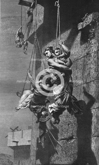 'Fugitives - An Episode of the Siege of Athens by Sylla. After Leon Glaize, 1877', 1886. Creator: Kellenbach.