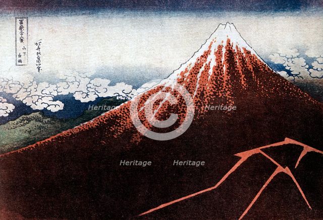 'Fuji above the Lightning', c1823.Artist: Hokusai