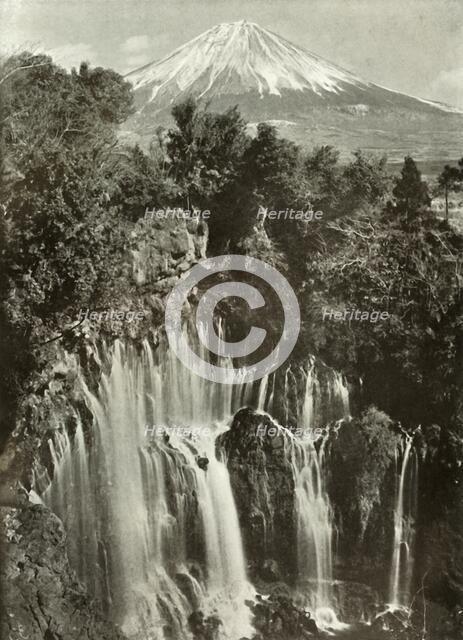 'Fuji and the Shira-Ito Waterfall', 1910. Creator: Herbert Ponting.