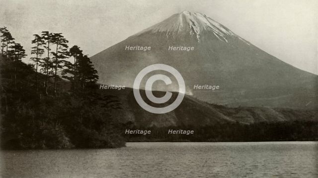'Fuji from Nishi-No-Umi', 1910. Creator: Herbert Ponting.