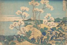 Fuji from Gotenyama at Shinagawa on the Tokaido (Tokaido Shinagawa Gotenyama no Fuj..., ca. 1830-32. Creator: Hokusai