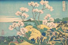 Fuji from Gotenyama on the Tokaido at Shinagawa (Tokaido Shinagawa Gotenyama no Fuj..., ca. 1830-32. Creator: Hokusai