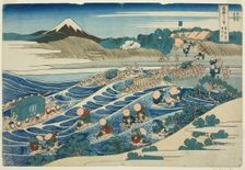 Fuji from Kanaya on the Tokaido (Tokaido Kanaya no Fuji), from the series Thirty-six..., c. 1830/32. Creator: Hokusai
