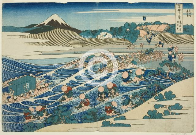 Fuji from Kanaya on the Tokaido (Tokaido Kanaya no Fuji), from the series Thirty-six..., c. 1830/32. Creator: Hokusai.
