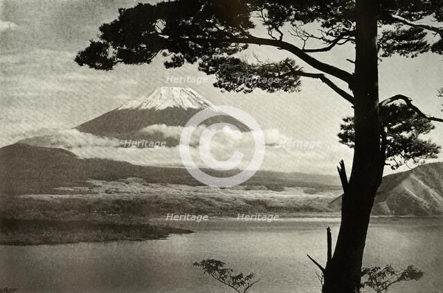 'Fuji from Lake Motosu', 1910. Creator: Herbert Ponting.