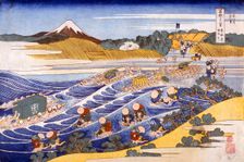Fuji from the Ford at Kanaya, c1833. Creator: Katsushika Hokusai (1760-1849)