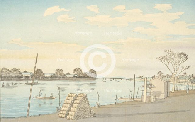 Fujimi Ferry, the River Okawa, 1880. Creator: Kobayashi Kiyochika.