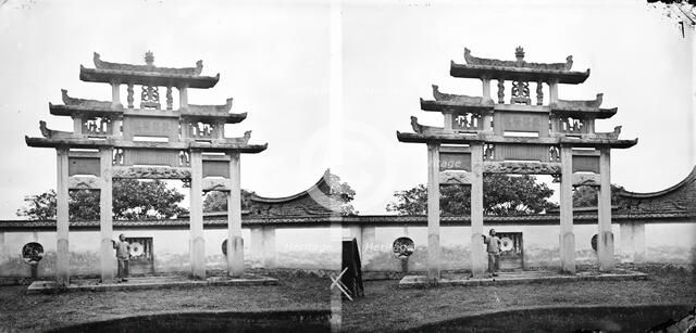 Fujian, province, China: a pailou (memorial arch) dedicated to a virtuous widow, 1870/1871. Creator: John Thomson.