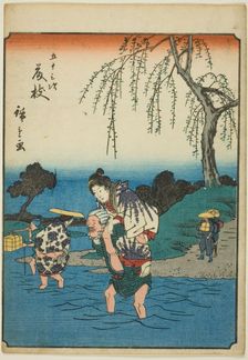 Fujieda, from the series "Fifty-three Stations [of the Tokaido] (Gojusan tsugi)," also...,1852. Creator: Ando Hiroshige