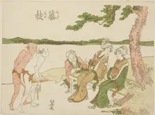 Fujieda station on the Tokaido, Japan, c. 1796. Creator: Hokusai