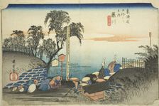 Fujikawa: View of Post Outskirts (Fujikawa, bohana no zu), from the series "Fifty-..., c. 1833/34. Creator: Ando Hiroshige