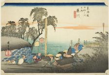 Fujikawa: View of Post Outskirts (Fujikawa, bohana no zu), from the series "Fifty-..., c. 1833/34. Creator: Ando Hiroshige