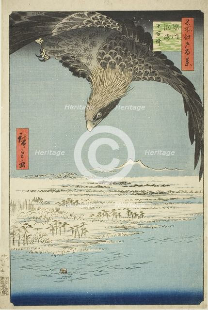 Fukagawa Susaki and Jumantsubo (Fukagawa Susaki Jumantsubo), from the series "One..., 1857. Creator: Ando Hiroshige.