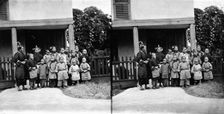 Fukien province, China: women and children outside a school (?), 1871. Creator: John Thomson