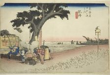 Fukuroi: Tea Stall (Fukuroi, dejaya no zu), from the series "Fifty-three Stations of..., c. 1833/34. Creator: Ando Hiroshige