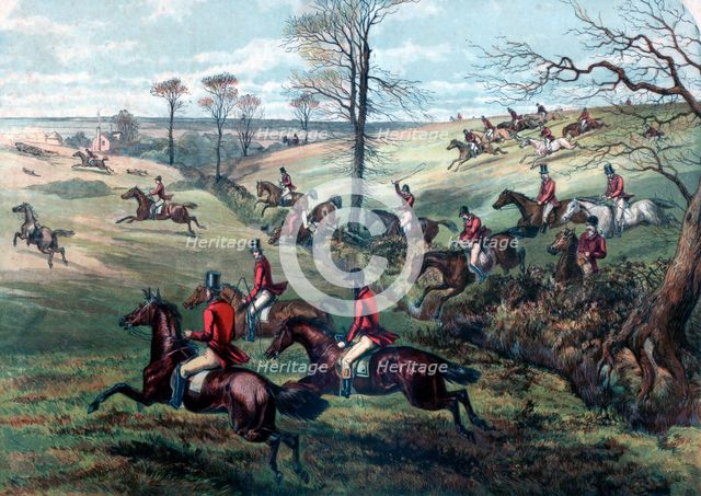 'Full Cry, Fox Hunting', 19th century. Artist: Unknown
