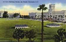 Full dress parade, the Citadel, Charleston, South Carolina, USA, 1940