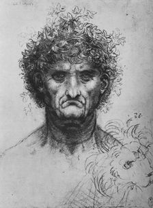 Full Face of an Old Man Wearing a Wreath c1480 (1945). Artist: Leonardo da Vinci