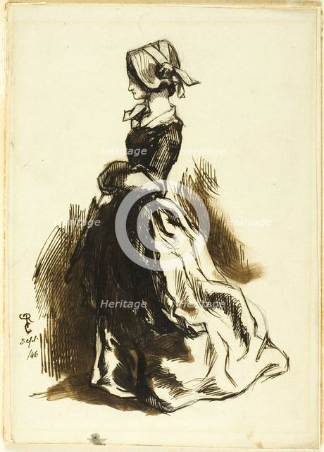 Full-length Portrait of a Woman, 1846. Creator: Dante Gabriel Rossetti.