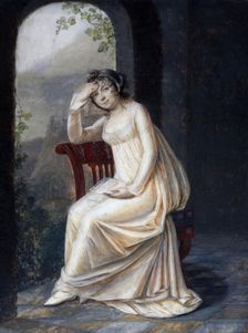 Full length portrait of a woman holding a letter, c1800. Creator: Antoine Berjon