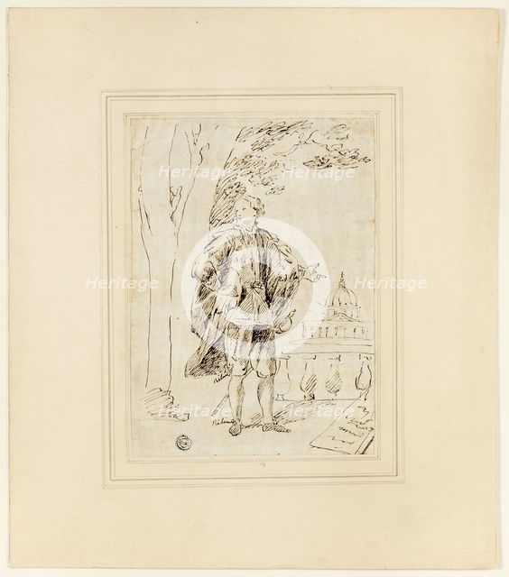 Full Length Portrait of a Man Standing near Balustrade, c. 1737. Creator: John Vanderbank.
