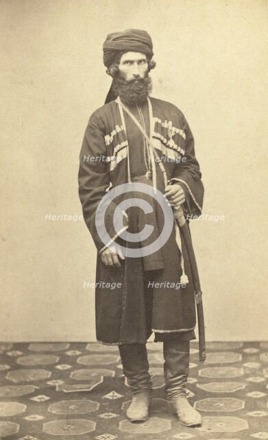 Full-length portrait of Transcaucasian man, standing, facing front, between 1870 and 1886. Creator: Unknown.