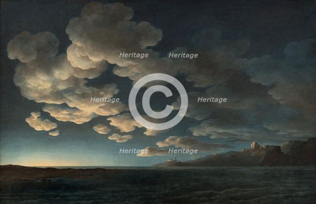 Full moon over the sea, c.1805-1810. Creator: Bagetti, Giuseppe Pietro (1764-1831).