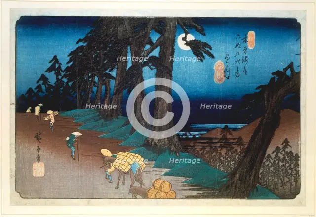 'Full Moon at Mochizuki', from 69 stations of Kisokaido, 1832. Artist: Ando Hiroshige