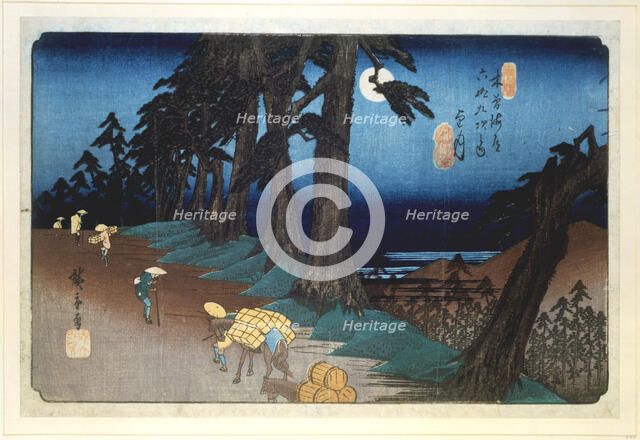 'Full Moon at Mochizuki', from 69 stations of Kisokaido, 1832. Artist: Ando Hiroshige