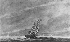 Full Sail off Sandy Hook—Entrance to New York Harbor, 1811-ca. 1813. Creator: Pavel Petrovic Svin'in