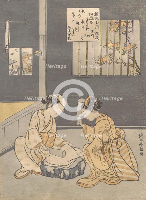 Fulling Cloth at the Jewel River (Kinuta no Tamagawa), ca. 1768., ca. 1768. Creator: Suzuki Harunobu.
