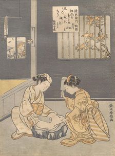 Fulling Cloth at the Jewel River (Kinuta no Tamagawa), ca. 1768., ca. 1768. Creator: Suzuki Harunobu