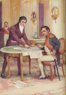 Fulton Explains His Submarine to Napoleon c1925. Artist: Arthur Percy Dixon