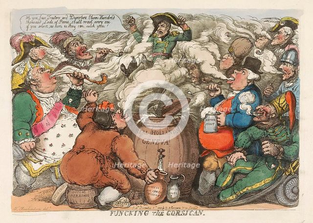 Funcking the Corsican, pub. 1813 (hand coloured engraving). Creator: Thomas Rowlandson (1757 - 1827).