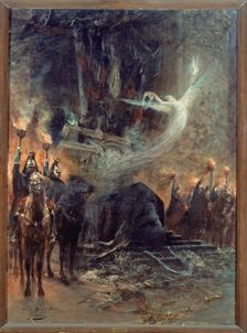 Funérailles de Victor Hugo - la veillée sous l'arc de triomphe, 1885. Creators: Charles Garnier, Georges Jules Victor Clairin