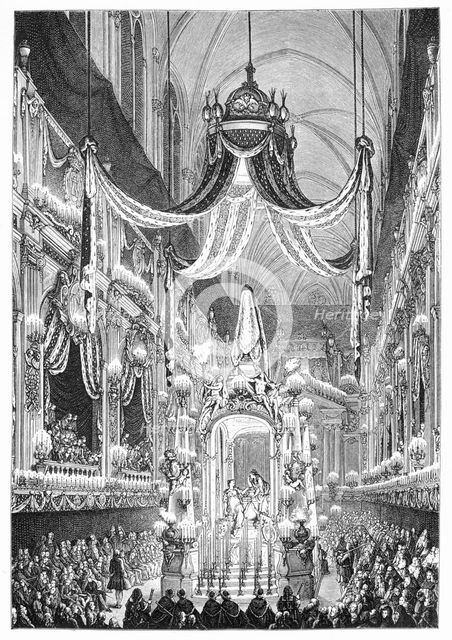 Funeral At Notre Dame, Paris, 1746, (1885).Artist: Charles Nicolas Cochin
