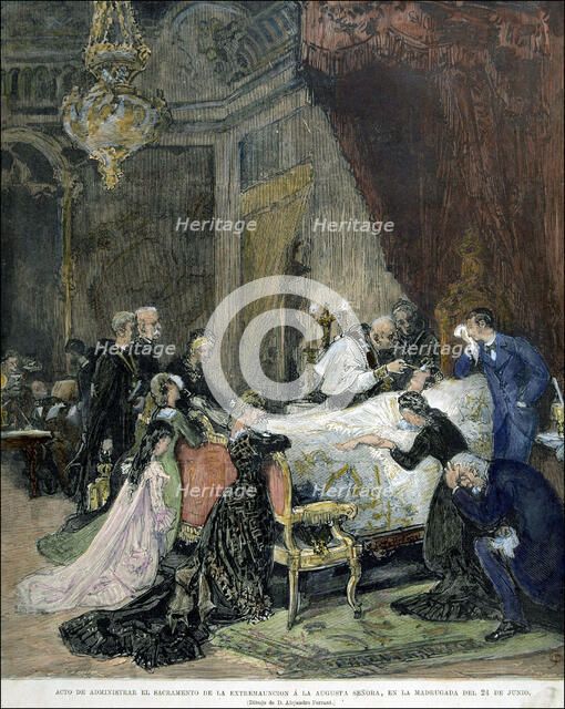 Funeral chapel of Queen Maria of Mercedes Orleans at the Royal Palace,' Alejandro Ferrant drawing…