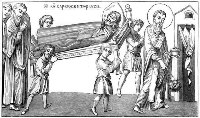 Funeral in St Césaire, 9th century (1849). Artist: Unknown