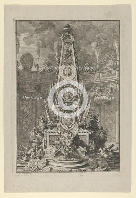 Funeral monument to Charles V, Duke of Lorraine, frontispiece to 'Les Actions glorieuse..., 1703-04. Creator: Sébastien Le Clerc the Younger.