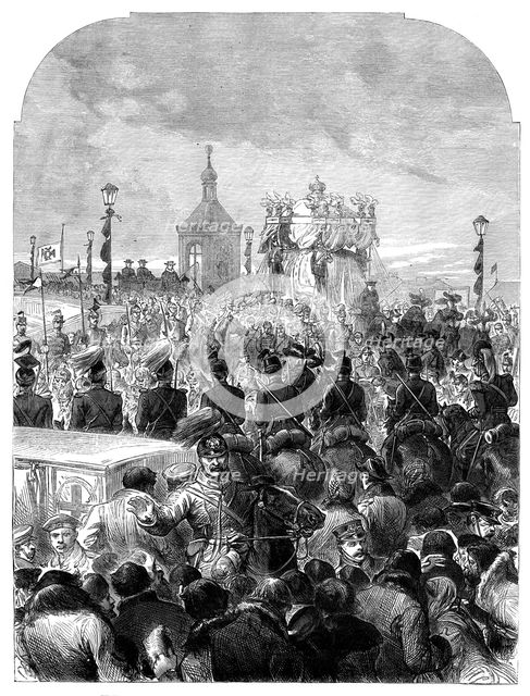 Funeral of the Emperor of Russia: removal of the body to the Church of St. Peter and St. Paul, 1881. Creator: Unknown.