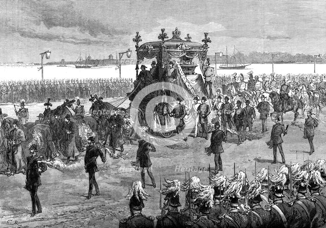 Funeral of the Empress of Russia at St. Petersburg: the funeral procession, 1880. Creator: Unknown.