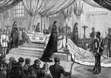 Funeral of the Empress of Russia at St. Petersburg: the lying in state in the cathedral..., 1880. Creator: Unknown