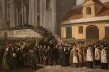 Funeral of the Five Victims of the Manifestation of 1861 in Warsaw, 1865. Creator: Henryk Pillati