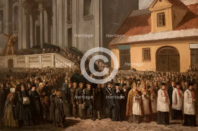 Funeral of the Five Victims of the Manifestation of 1861 in Warsaw, 1865. Creator: Henryk Pillati.