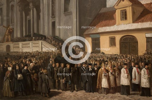 Funeral of the Five Victims of the Manifestation of 1861 in Warsaw, 1865. Creator: Henryk Pillati.
